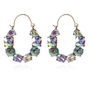 (   )occidental style same style Irregular Rhinestone earrings  personality retro Alloy colorful diamond earring F