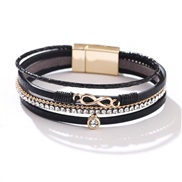 ( black)women Word Bohemian style buckle bracelet weave diamond multilayer