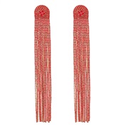 ( red)creative personality geometry long style tassel diamond temperament occidental style earrings woman retro atmosphe