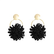 ( black)super Cloth earrings handmade three-dimensional flowers ear stud Alloy arring apan and Korea fashion ethnic st