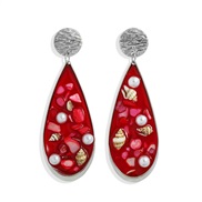 ( red)temperament beautiful resin embed Shells ear stud drop fashion women fresh earrings retro arring new