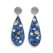 ( blue)temperament beautiful resin embed Shells ear stud drop fashion women fresh earrings retro arring new