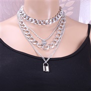 ( necklace  Silver)occidental style  all-Purpose multilayer twisted chain Word woman  love buckle temperament clavicle c