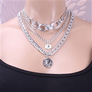 ( Silver  necklace)occidental style  personality exaggerating aluminum chain sweater chain  brief woman pendant multilay