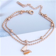 fine  Korean style fashion concise titanium steel sweetOL personality butterfly woman Double layer bracelet