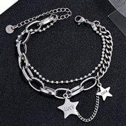Korea fashion concise stainless steel concise Five-pointed star personality woman bracelet