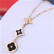 ( gold ) fine Korean style fashion titanium steel sweetOL concise flower all-Purpose personality woman necklace