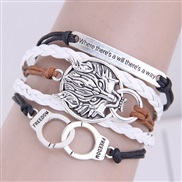 occidental style retro  creative  lion  all-Purpose Alloy fitting handmade multilayer weave bracelet