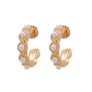 occidental style Earring gold brief Alloy Pearl ear stud fashion all-Purpose woman