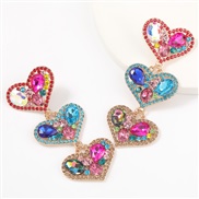 ( Color)super claw chain series multilayer heart-shaped Alloy diamond Rhinestone glass diamond fully-jewelled earrings w