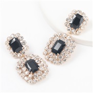 ( Gold)super claw chain series Alloy diamond Rhinestone glass diamond geometry earrings woman occidental style exaggerat