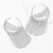 ( Silver)super claw chain series cirque Alloy diamond Rhinestone tassel earrings woman occidental style arringearrings
