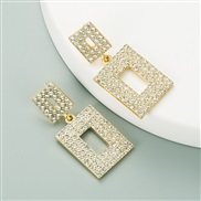 ( square )Korean style geometry super diamond earrings woman silver occidental style fashion exaggerating earring Earrin