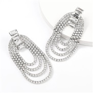 ( Silver)super claw chain series Alloy diamond Rhinestone Round tassel earrings woman occidental style arringearrings