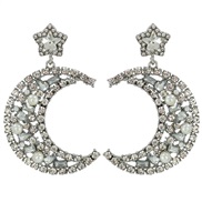 ( white) occidental style earrings  zircon star fully-jewelled color Moon Earring