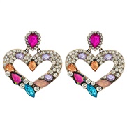 (Ligh  Color)occidental style  lady retro palace heart-shaped diamond earrings creative temperament ear stud