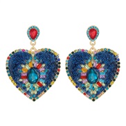 ( blue)occidental style  lady retro palace heart-shaped diamond earrings creative temperament ear stud