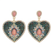 ( Color)occidental style  lady retro palace heart-shaped diamond earrings creative temperament ear stud