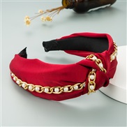 ( red)occidental style Metal chain Cloth Korean style eadband Pearl eadband
