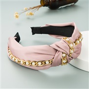 ( Pink)occidental style Metal chain Cloth Korean style eadband Pearl eadband
