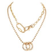 ( Gold) fashion key buckle clavicle chain   occidental style retro Alloy cirque pendant necklace
