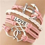 occidental style retro  creative anchors LOVE 8 Word  love Alloy fitting handmade multilayer weave bracelet