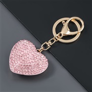( Pink)Korean style fashion Alloy diamond heart-shaped key buckle key circle buckle bag bag pendant occidental style