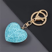 ( blue)Korean style fashion Alloy diamond heart-shaped key buckle key circle buckle bag bag pendant occidental style