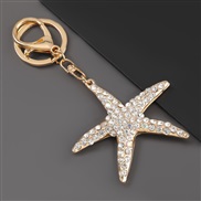 ( white)ins occidental style Alloy diamond cartoon starfish key buckle key circle woman bag bag pendant Korean style