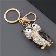 ( black)occidental style Alloy enamel diamond cartoon owl key buckle Metal key circle bag bag pendant