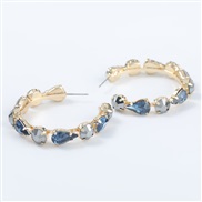 (grey )fashion colorful diamond series Alloy diamond drop glass diamond Word circle earrings woman occidental styleearri