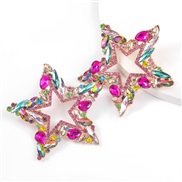 ( Color)super claw chain series personalityins wind Rhinestone diamond Five-pointed star earrings woman occidental style