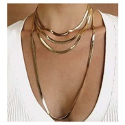 ( Gold)occidental styleins wind necklace   retro brief temperament Alloy multilayer gold clavicle chain