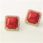 (EZ dahong) occidental style fashion  brief personality geometry ear stud arring square diamond resin earrings