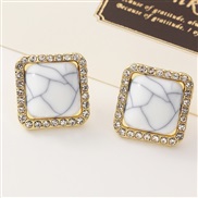 (EZ baise) occidental style fashion  brief personality geometry ear stud arring square diamond resin earrings