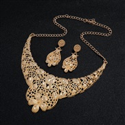 ( Gold)occidental style Alloy fashion brief hollow pattern necklace earrings set