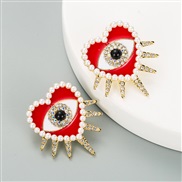 ( red)occidental styleins wind  fashion exaggerating diamond enamel Pearl heart-shaped eyes earrings woman retro Earring