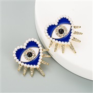 ( blue)occidental styleins wind  fashion exaggerating diamond enamel Pearl heart-shaped eyes earrings woman retro arring