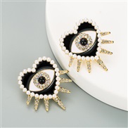 ( black)occidental styleins wind  fashion exaggerating diamond enamel Pearl heart-shaped eyes earrings woman retro arrin