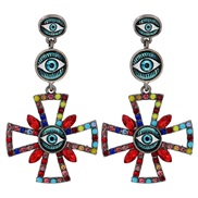 ( Color) occidental style Earring personality color cross ear stud Alloy diamond hollow earrings