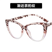 ( Gradual change tea  leopard print)three cat Eyeglass frame occdental stylens woman