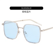 ( silver frame  blue  Lens ) Metal fashon sunglassns Outdoor sunglass trend gold Sunglasses