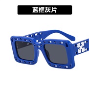 ( blue  frame  gray  Lens )square hollow sunglass square Sunglasses man sunglass woman style