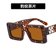 ( leopard print tea  Lens )square hollow sunglass square Sunglasses man sunglass woman style