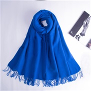 ( sapphire blue )Autumn and Winter pure color scarf Japan and Korea sweet wind imitate sheep velvet scarf woman warm Co