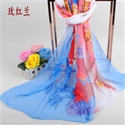 (160cm)( rose Red blue )peony flower lady print Chiffon long scarves  Autumn and Winter scarf samll