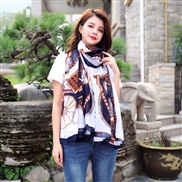 ( black)summer temperament fashion print woman big size Chiffon long scarves  size scarf shawl