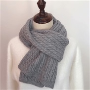 (180)( gray)Korean style pure color samll twisted scarf woman Winter all-Purpose brief woolen imitate sheep velvet warm