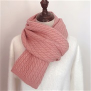 (180)( Pink)Korean style pure color samll twisted scarf woman Winter all-Purpose brief woolen imitate sheep velvet warm