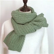 (180)( green)Korean style pure color samll twisted scarf woman Winter all-Purpose brief woolen imitate sheep velvet war